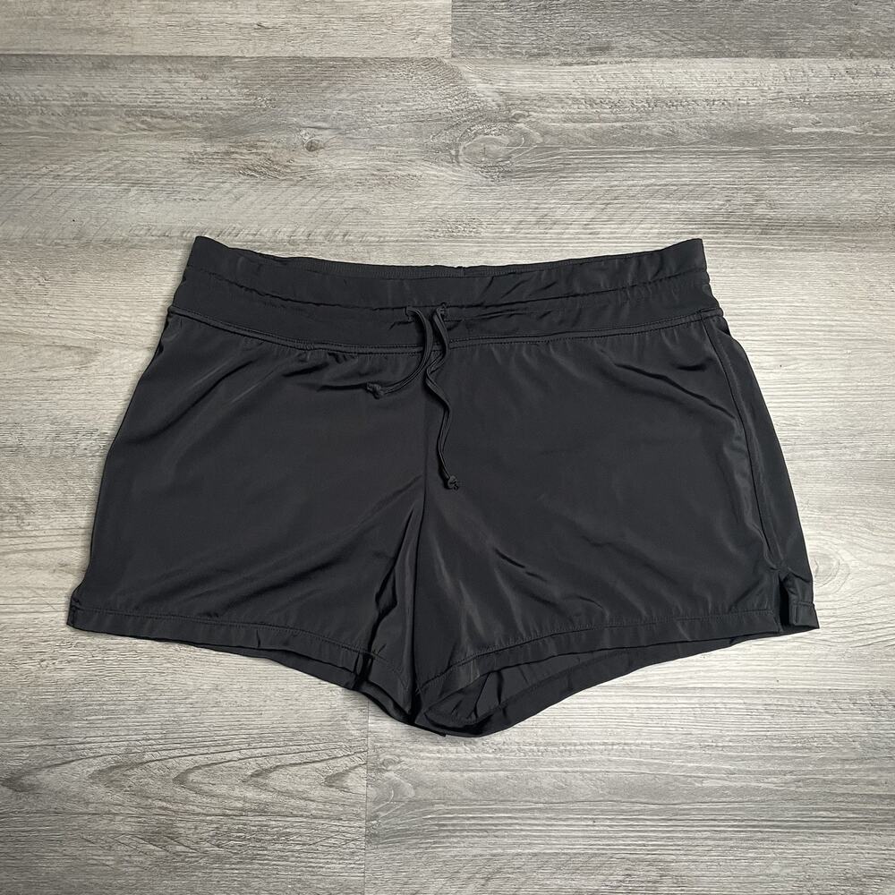 24th & Ocean Women’s Black Solid Front Tie/Back Pocket Swim Shorts Size L